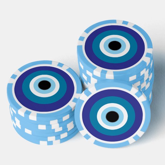 Einzigartige Lucky Blue Evil Eye Poker Chips (Stapel)
