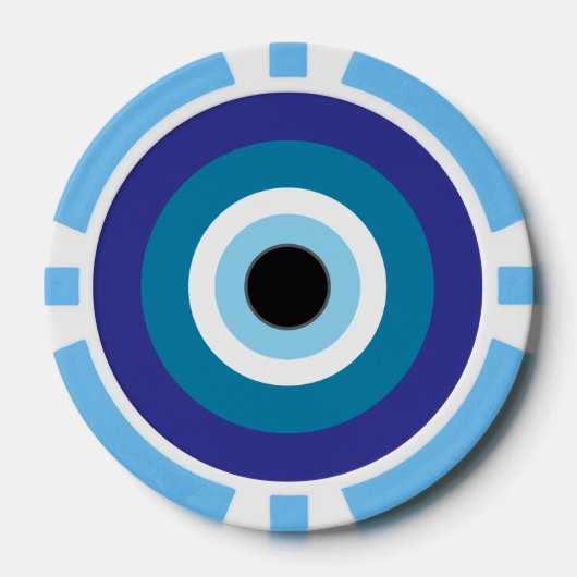 Einzigartige Lucky Blue Evil Eye Poker Chips (Vorderseite)
