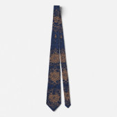 Einzigartige Luxus Gold Blue Print Neck Tie Krawatte (Vorderseite)