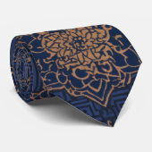 Einzigartige Luxus Gold Blue Print Neck Tie Krawatte (Gerollt)