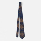 Einzigartige Luxus Gold Blue Print Neck Tie Krawatte (Rückseite)