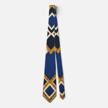 Einzigartige Luxus Gold Blue Print Neck Tie