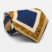 Einzigartige Luxus Gold Blue Print Neck Tie Krawatte (Gerollt)