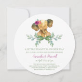 Einzigartige Mädchen-Elefant-Babyparty-Einladung Einladung (Vorderseite)