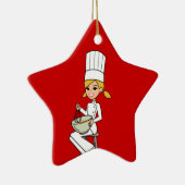 Einzigartige Mädchen-Kochs-Illustration Keramik Ornament (Rechts)