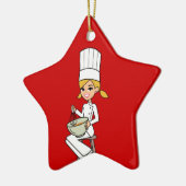 Einzigartige Mädchen-Kochs-Illustration Keramik Ornament (Links)
