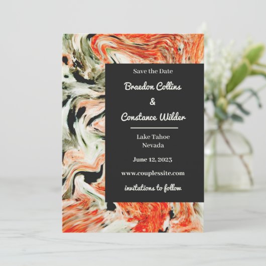 Einzigartige MarmorWedding speichert das Datum Save The Date (Stehend Vorderseite)