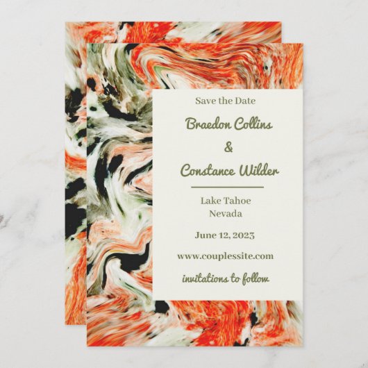 Einzigartige MarmorWedding speichert das Datum Save The Date (Vorne/Hinten)