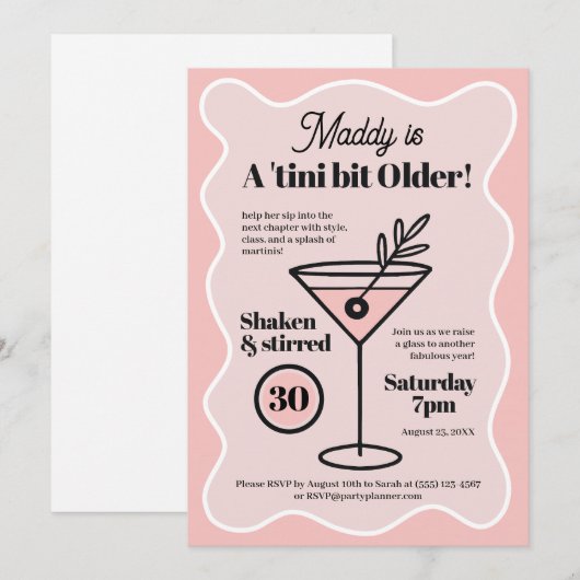 Einzigartige Martini-Party Einladung 30. (Vorne/Hinten)