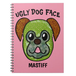 Einzigartige Mastiff hässliche Hundegesicht Notebo Notizblock