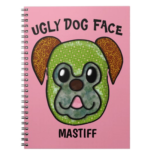 Einzigartige Mastiff hässliche Hundegesicht Notebo Notizblock (Vorderseite)
