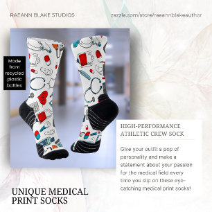 Einzigartige medizinische Druck-Crew-Socken Socken