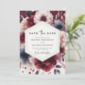 Einzigartige Minimal-Burgundy-Hochzeit Save The Date (Stehend Vorderseite)
