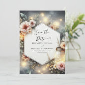 Einzigartige Minimal Mason Jar Wedding Save The Date (Stehend Vorderseite)