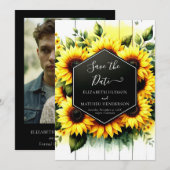 Einzigartige Minimal Sonnenblumenhochzeit Save The Date (Vorne/Hinten)