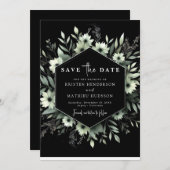 Einzigartige Minimal Wasserfarbensage Grüne Hochze Save The Date (Vorne/Hinten)