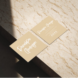 Einzigartige Minimalistische Creme Neutral Boho Ch Quadratische Visitenkarte