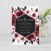 Einzigartige Minimalistische Crimson Red Wedding Save The Date (Stehend Vorderseite)