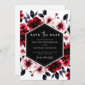 Einzigartige Minimalistische Crimson Red Wedding Save The Date (Vorne/Hinten)