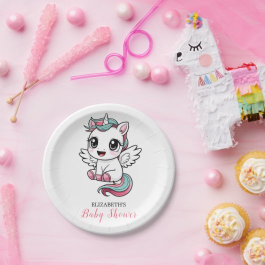 Einzigartige Minimalistische Unicorn Kinderdusche Pappteller (Party)