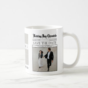 Einzigartige Minimalistische Zeitung Save the Date Kaffeetasse