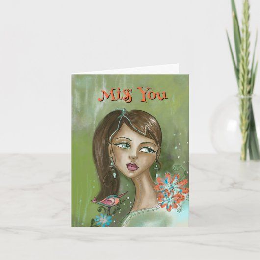 Einzigartige "Miss You"-Karte mit Blumenrippe & Vo Karte (Vorderseite)