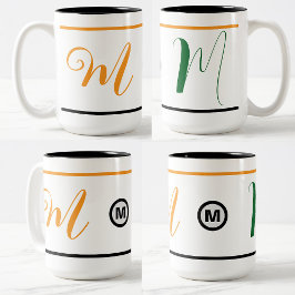 Einzigartige Mit Monogramm Erstkaffee-Tasse (Gesch Zweifarbige Tasse
