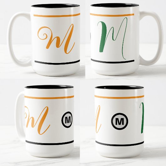 Einzigartige Mit Monogramm Erstkaffee-Tasse (Gesch Zweifarbige Tasse