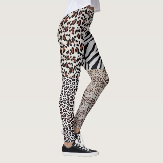 Einzigartige Mixed Leopard Zebra Animal Print Wome Leggings (Rechts)