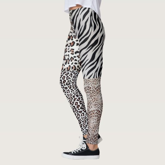 Einzigartige Mixed Leopard Zebra Animal Print Wome Leggings (Links)