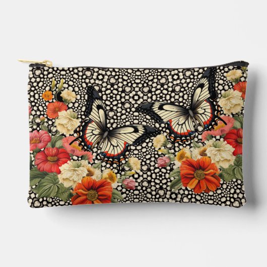 Einzigartige Mixed Media Floral Butterfliegen Zubehörtasche (Vorderseite)
