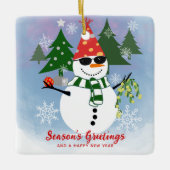 Einzigartige Modern Funny Snowman Snowflakes Weihn Keramikornament (Vorderseite)