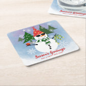 Einzigartige Modern Funny Snowman Snowflakes Weihn Rechteckiger Pappuntersetzer (angewinkelt)