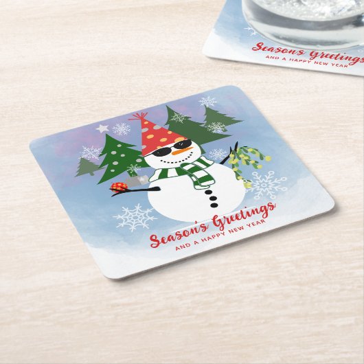 Einzigartige Modern Funny Snowman Snowflakes Weihn Rechteckiger Pappuntersetzer (angewinkelt)