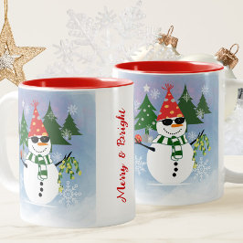 Einzigartige Modern Stilvolle Snowman Snowflakes W Zweifarbige Tasse