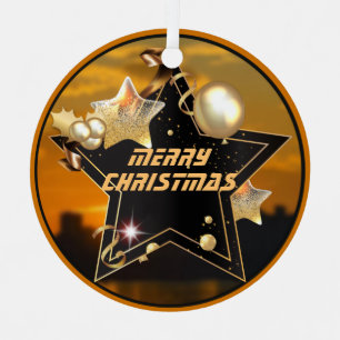 Einzigartige moderne Black Gold Metallic Stars Wei Ornament Aus Metall
