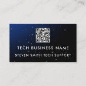 Einzigartige moderne blaue Pixel-QR-Code-Tech-Gesc Visitenkarte (Vorderseite)