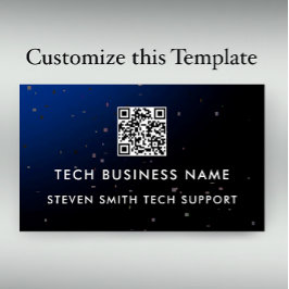Einzigartige moderne blaue Pixel-QR-Code-Tech-Gesc Visitenkarte