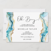 Einzigartige moderne Blue Oh Boy Babydusche Einladung (Vorderseite)