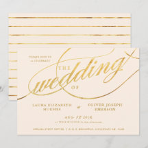 Einzigartige moderne Champagne & Gold Script Hochz