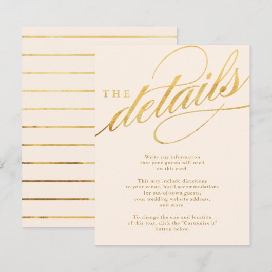 Einzigartige moderne Champagner- & Gold Script Bei Begleitkarte (Vorne/Hinten)