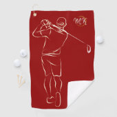 Einzigartige moderne Cool Mens Design Red Custom M Golfhandtuch (Insitu)