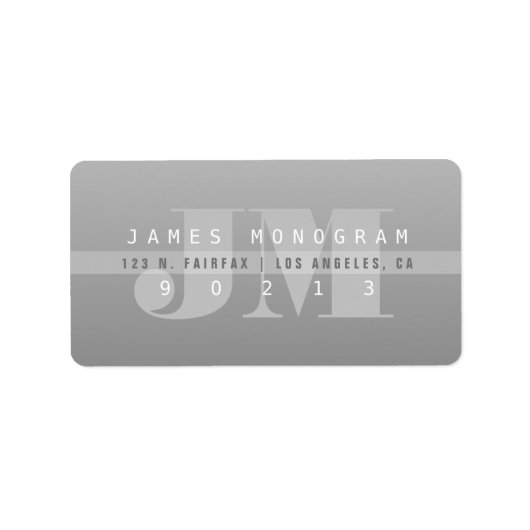 Einzigartige moderne graue Mit Monogramm Rücksende Adressaufkleber (Vorne)