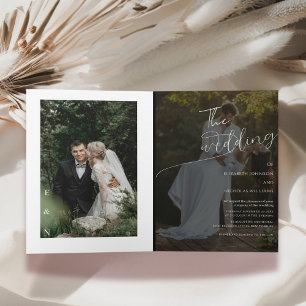 einzigartige moderne Hochzeit Foto Folded Einladun Einladung