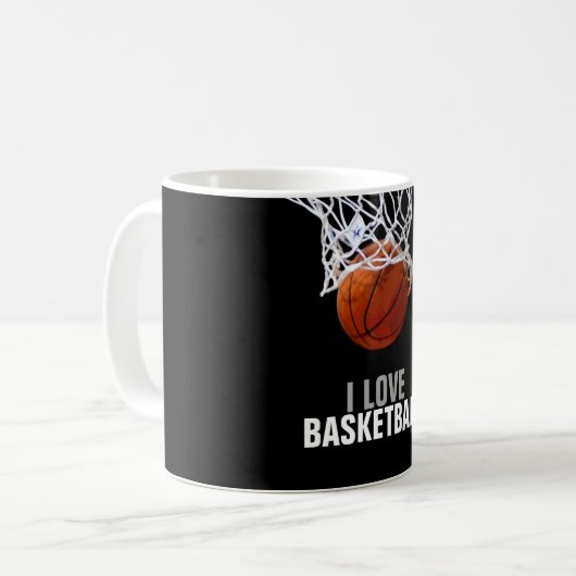 Einzigartige Moderne I Liebe Basketball Kaffeetasse (Vorderseite Links)