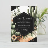Einzigartige moderne Kakteen Wedding Save The Date (Stehend Vorderseite)