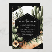 Einzigartige moderne Kakteen Wedding Save The Date (Vorne/Hinten)