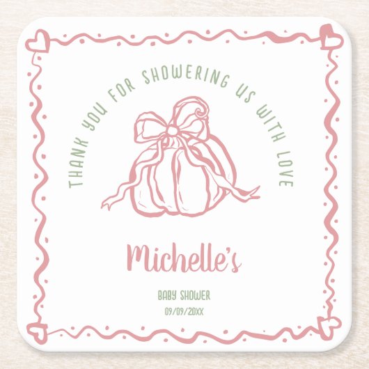 Einzigartige moderne Kleine Pumpkin Danke Baby Dus Rechteckiger Pappuntersetzer (Vorderseite)