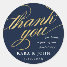 Einzigartige moderne Marine & Gold Script Vielen D Runder Aufkleber