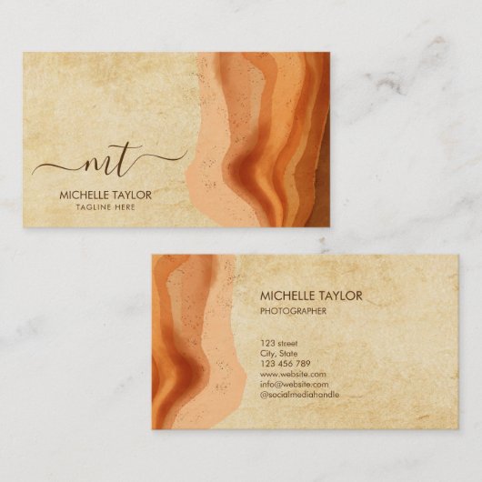Einzigartige moderne Monogram Abstrakt Boho Terrac Visitenkarte (Vorne/Hinten)